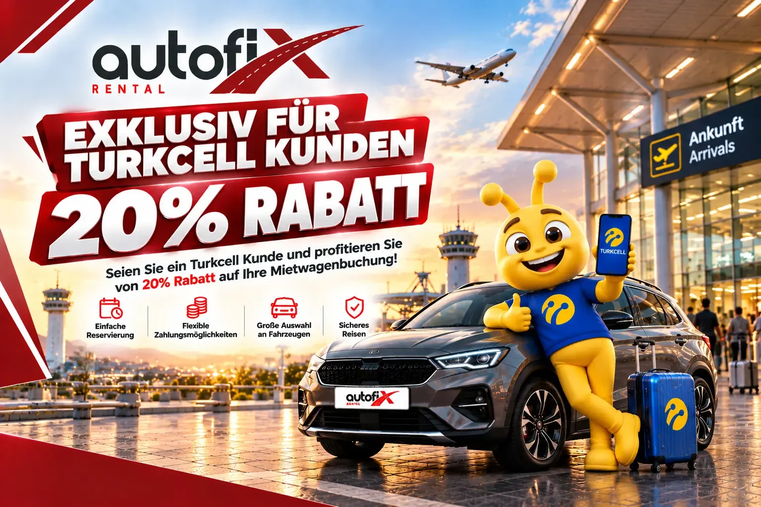 20 % Mietwagenrabatt für Turkcell-Kunden - Autofix Rental