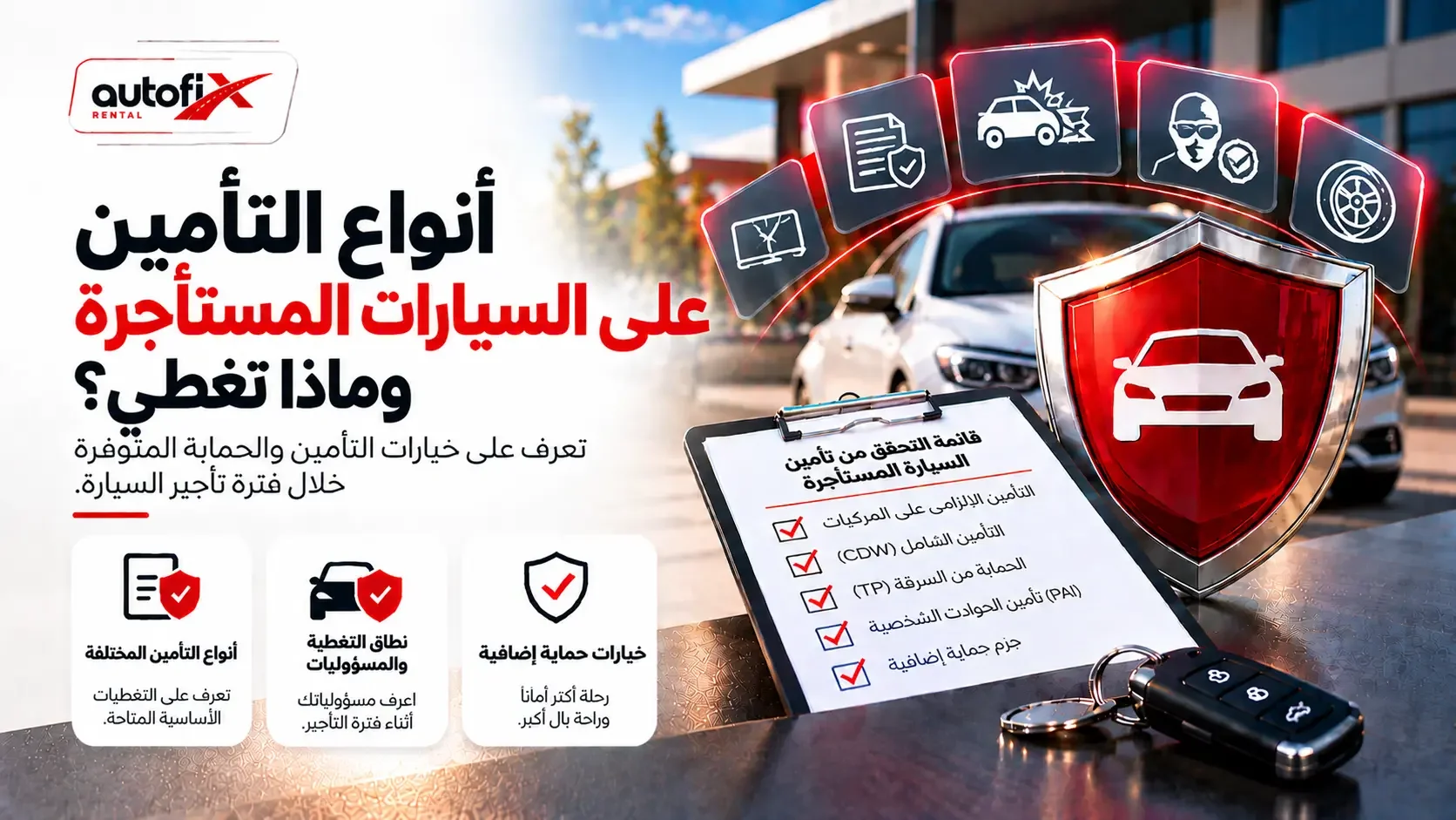 أنواع التأمين وتغطيات السيارات المستأجرة - Autofix Rental